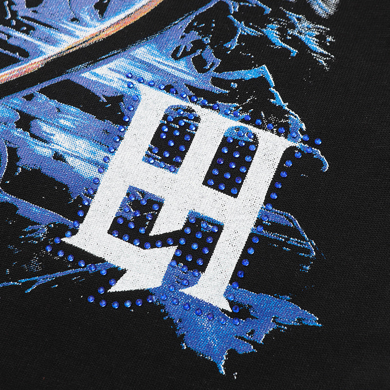 Life Hustlers Blue Cupid Graphic Black Tee