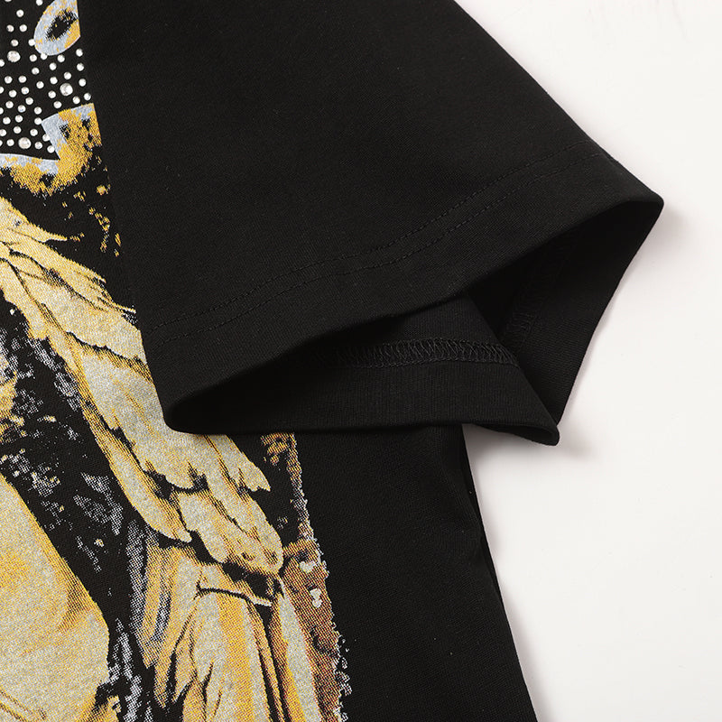 Life Hustlers Angel Portrait Graphic Black T‑Shirt