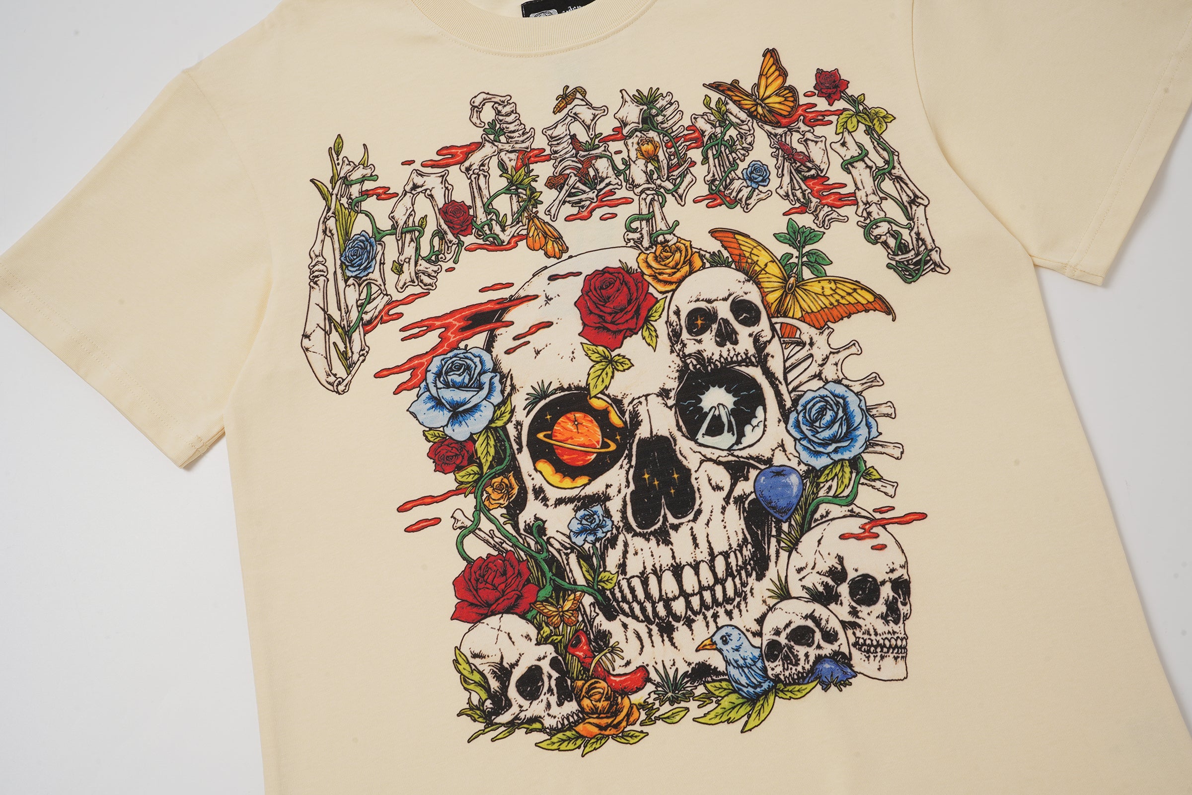 Godspeed Floral Skull White T‑Shirt
