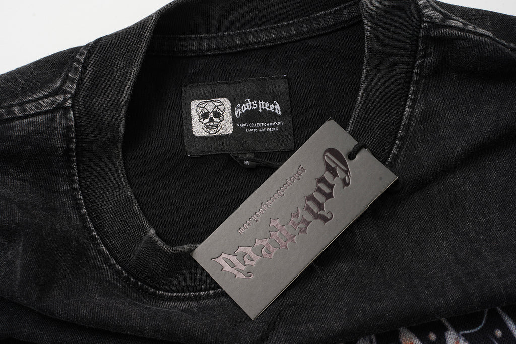 Godspeed Skull Graphic Black Washed Tank Top