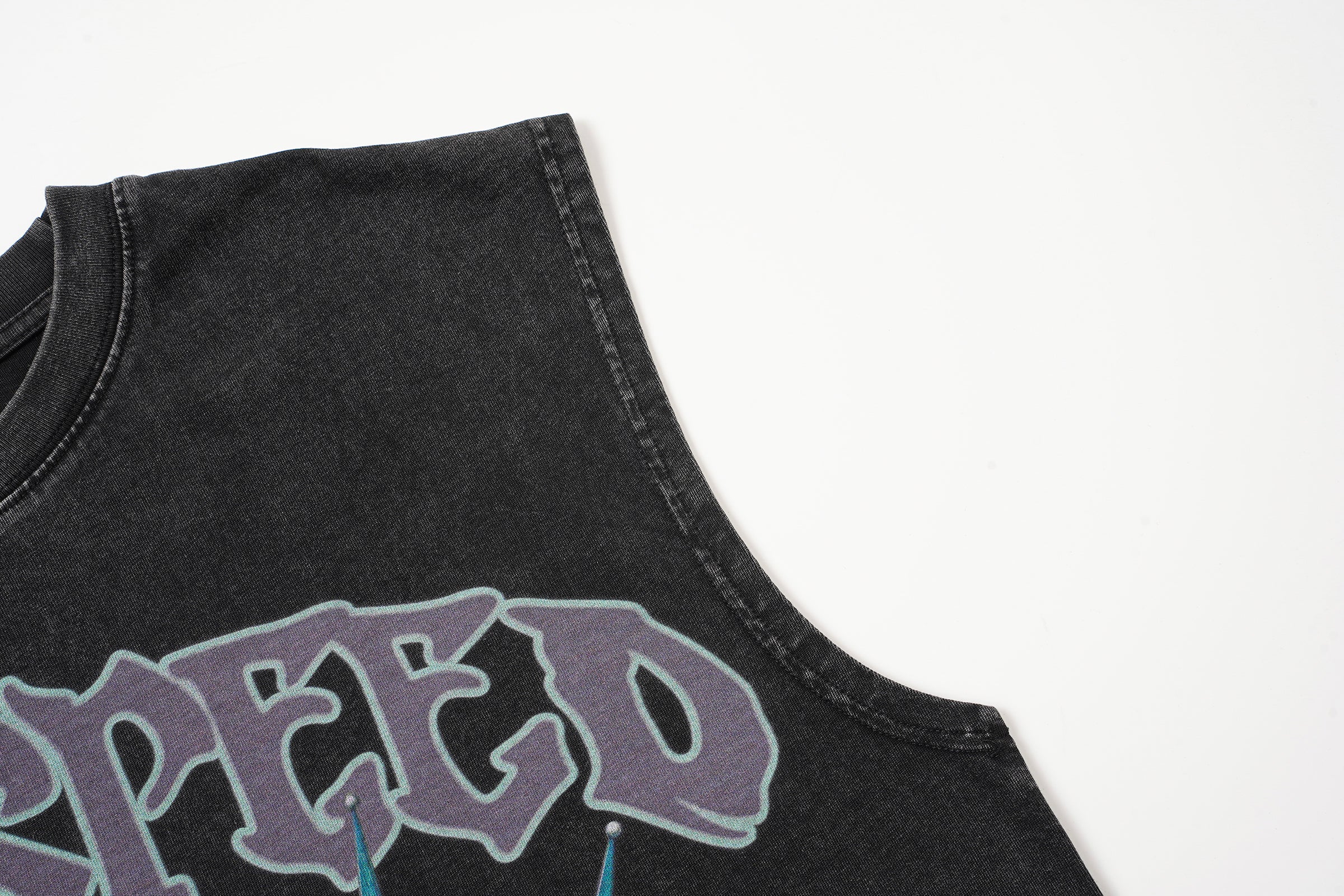 Godspeed Statue‑of‑Liberty Print Black Washed Tank Top