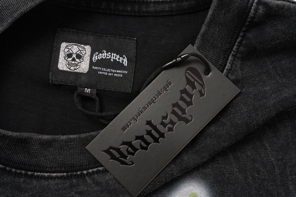 Godspeed Helmet‑Skull Print Black Washed Tank Top