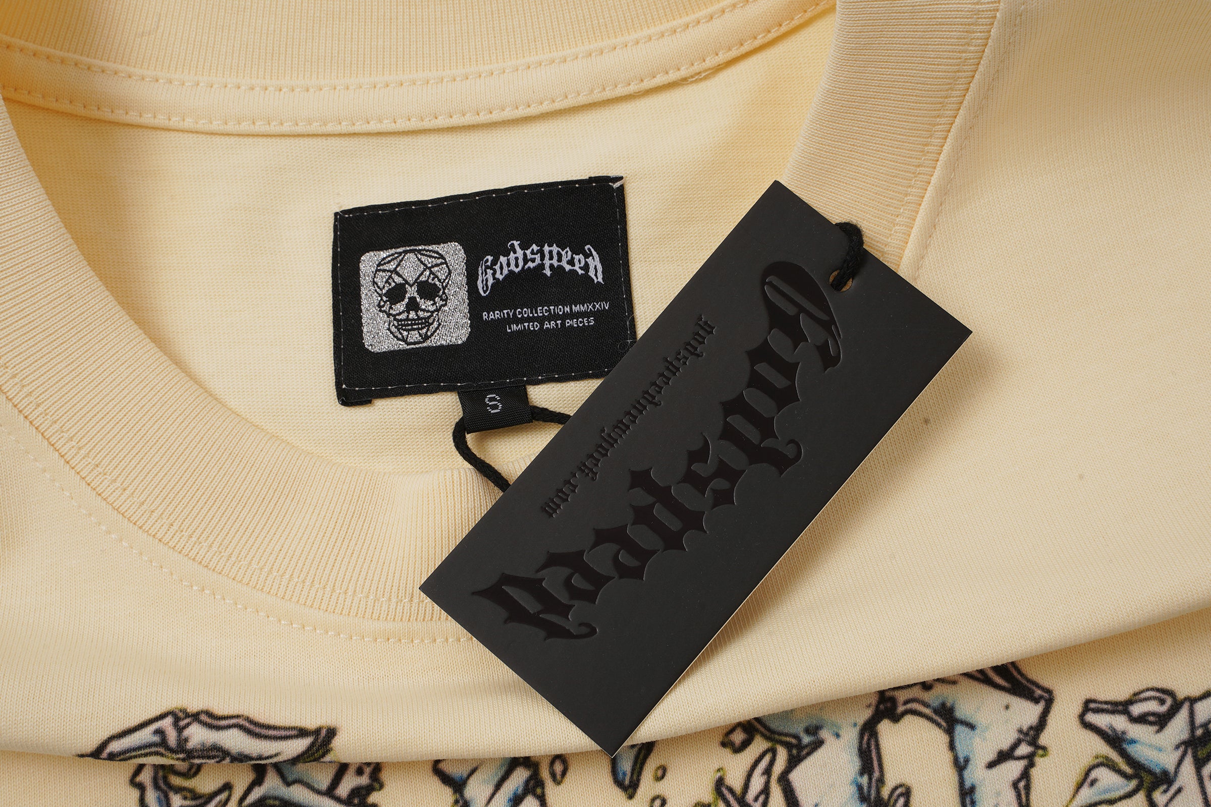 Godspeed Blue Skull Graphic Cream T‑Shirt