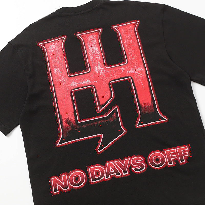 Life Hustlers Red Angel Graphic Black Tee