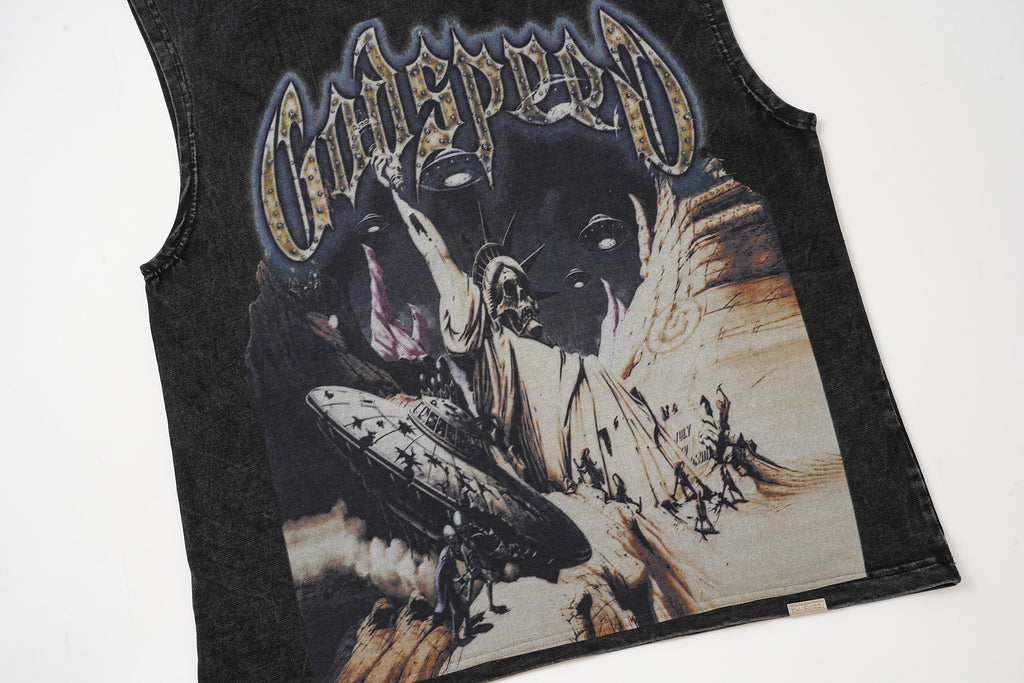 Godspeed Eagle Graphic Black Washed Tank Top
