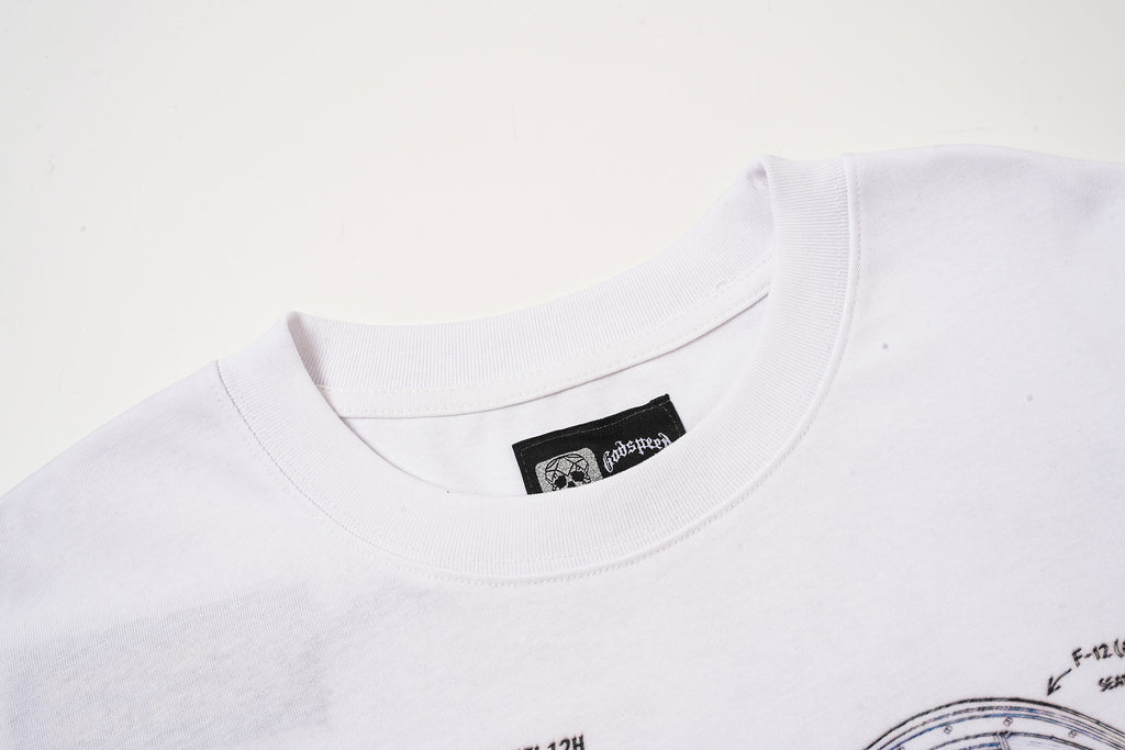 Godspeed White Vintage Sketch‑Print T‑Shirt