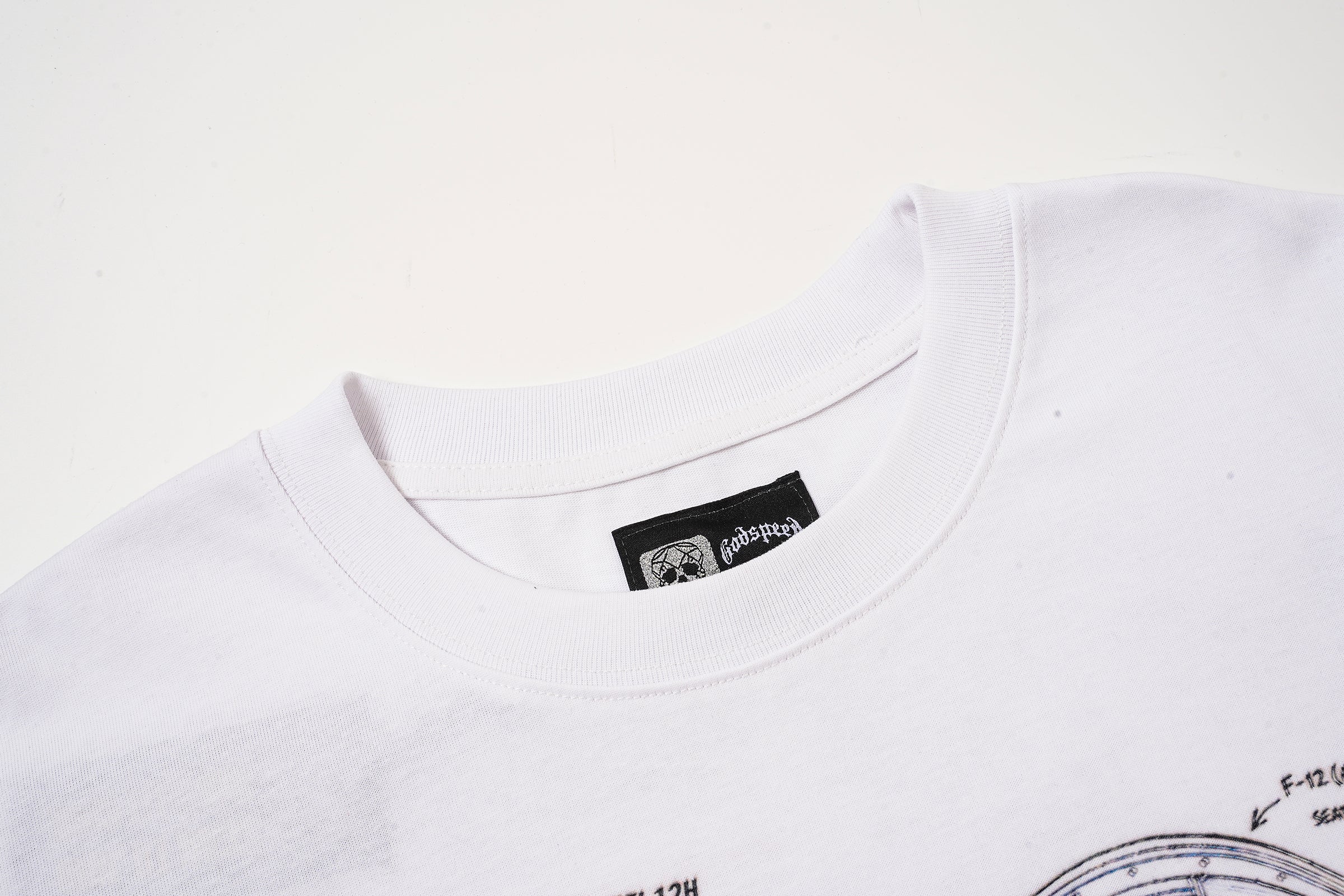 Godspeed White Vintage Sketch‑Print T‑Shirt