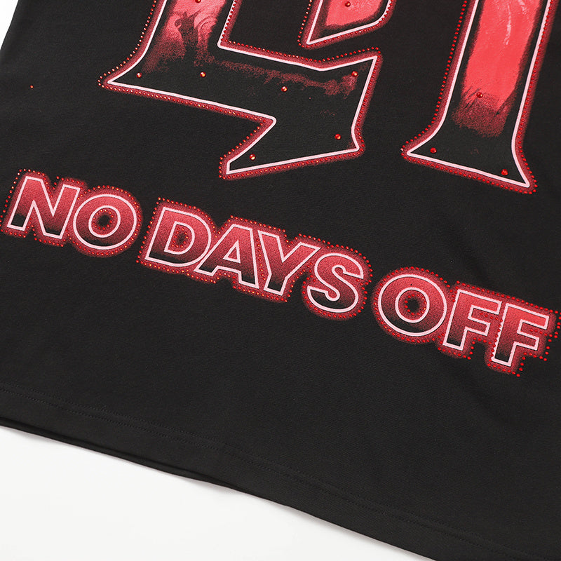 Life Hustlers Red Angel Graphic Black Tee