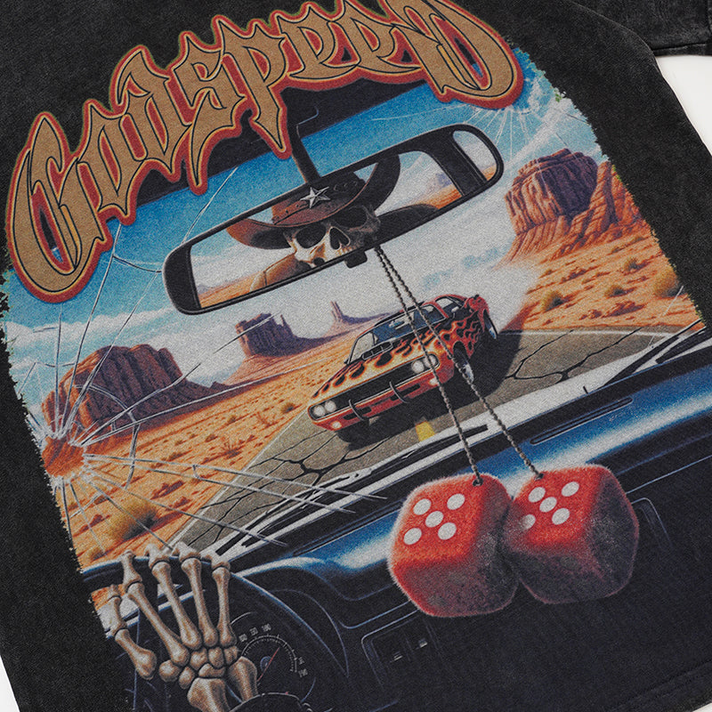 Godspeed Retro Car Scenery Graphic T‑Shirt