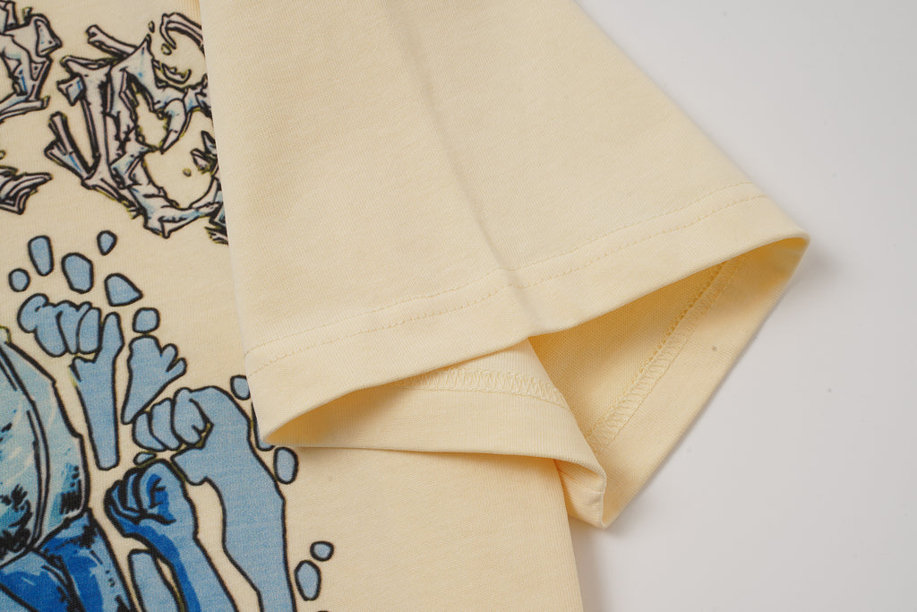 Godspeed Blue Skull Graphic Cream T‑Shirt