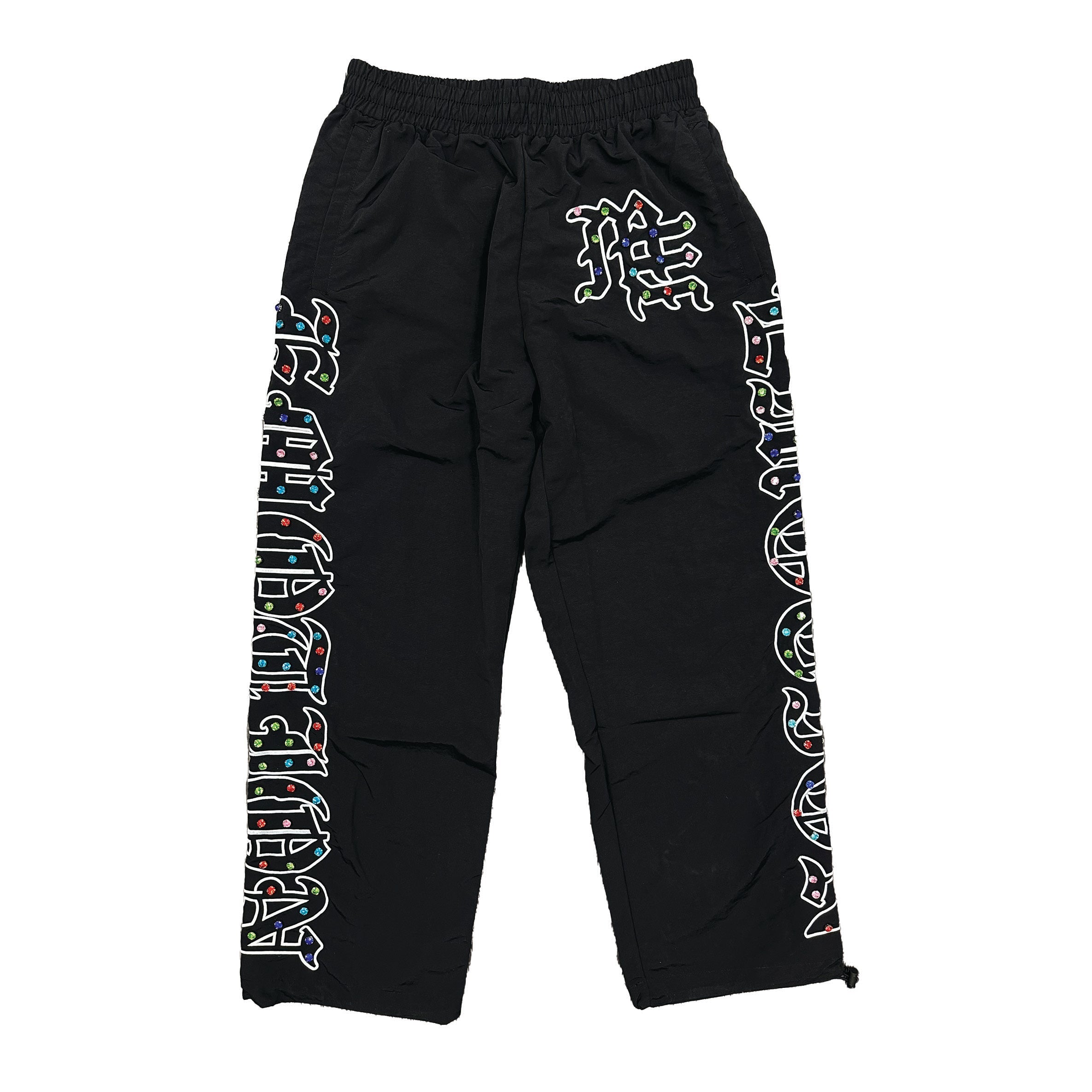 MIXED EMOTION Colorful Rhinestone Side Print Sweatpants