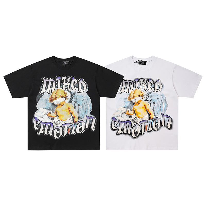 MIXED EMOTION Angel Letter Graphic 2‑Color T‑Shirt