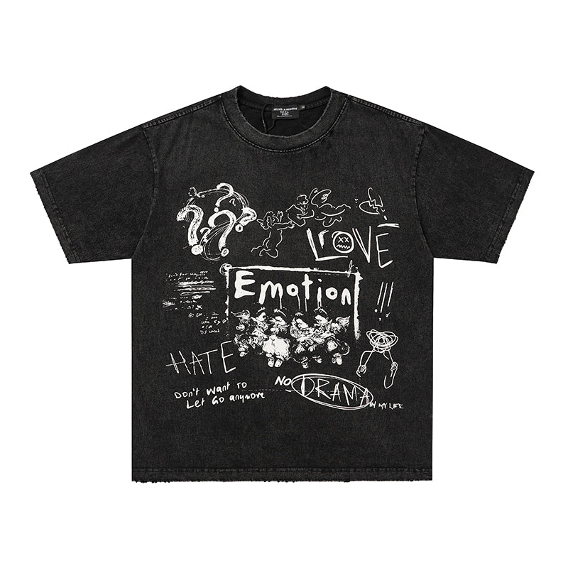 MIXED EMOTION Skull Cross Graphic Black T‑Shirt