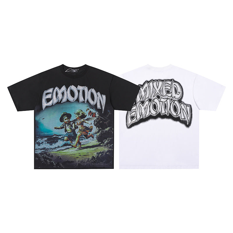 MIXED EMOTION Surf Character Graphic 2‑Color T‑Shirt