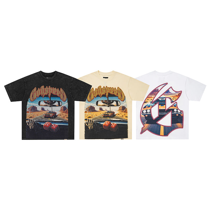 Godspeed Retro Car Scenery Graphic T‑Shirt