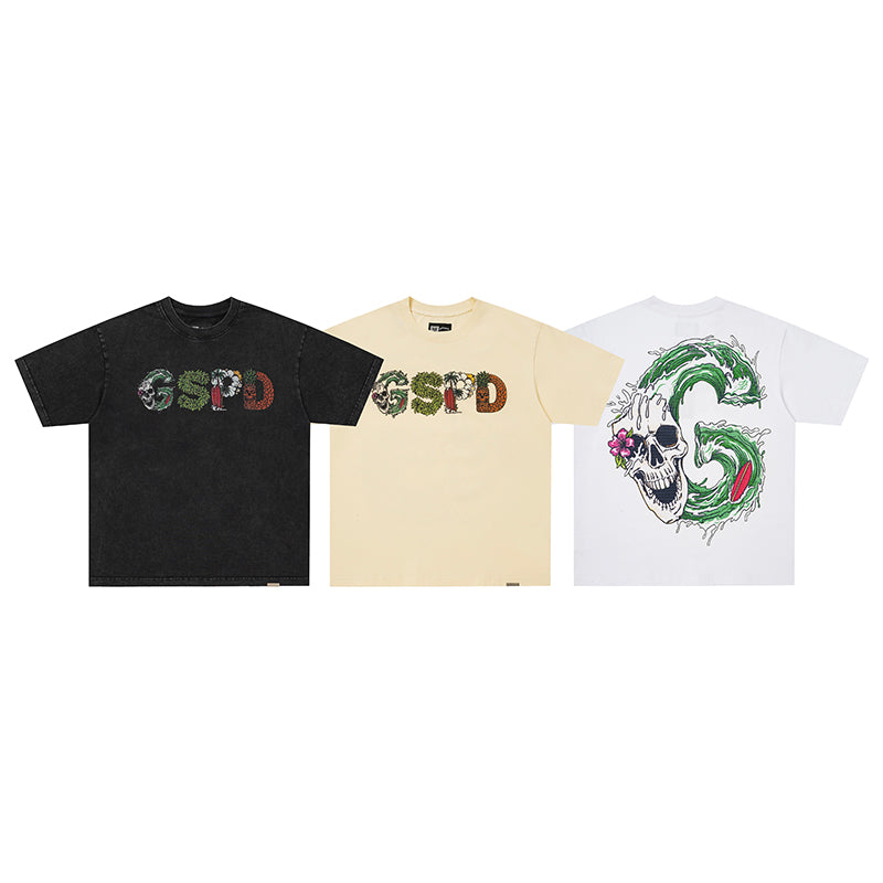 Godspeed Green Snake Skull Graphic T‑Shirt