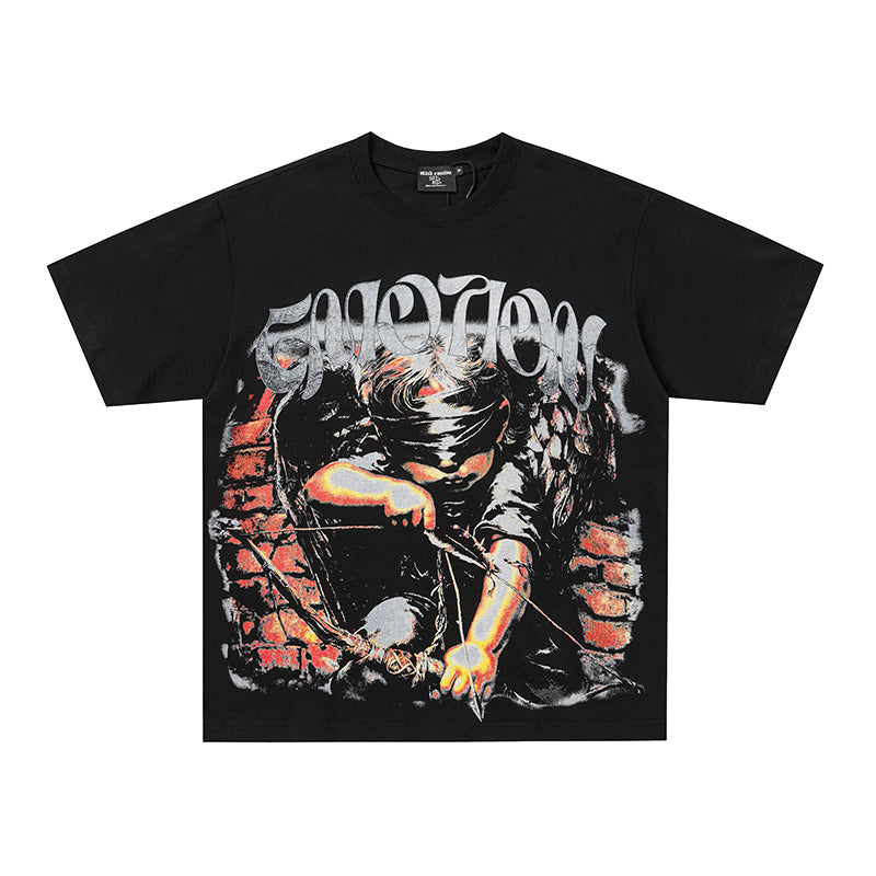 MIXED EMOTION Double‑Sided Graphic Black T‑Shirt