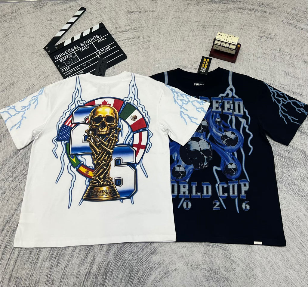 Godspeed Blue‑Skull Graphic T‑Shirt
