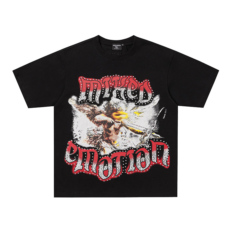 MIXED EMOTION Eagle Graphic Black T‑Shirt