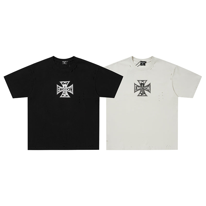 MIXED EMOTION Cross Graphic 2‑Color T‑Shirt