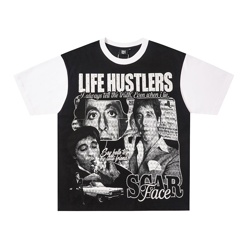 Life Hustlers Raglan‑Sleeve Portrait Graphic Tee