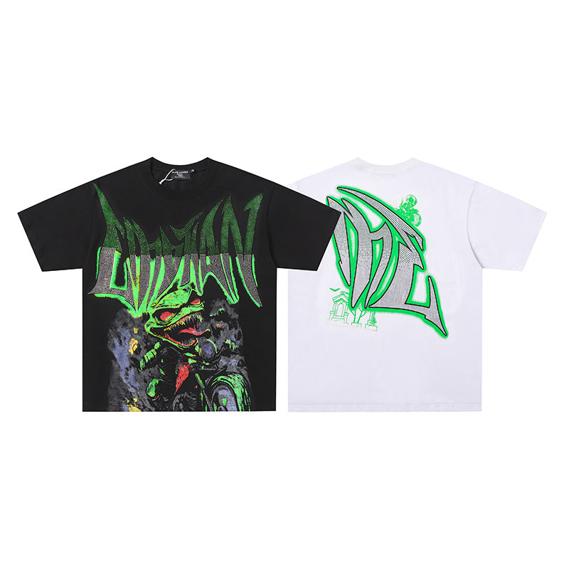 MIXED EMOTION Green Letter Graphic 2‑Color T‑Shirt