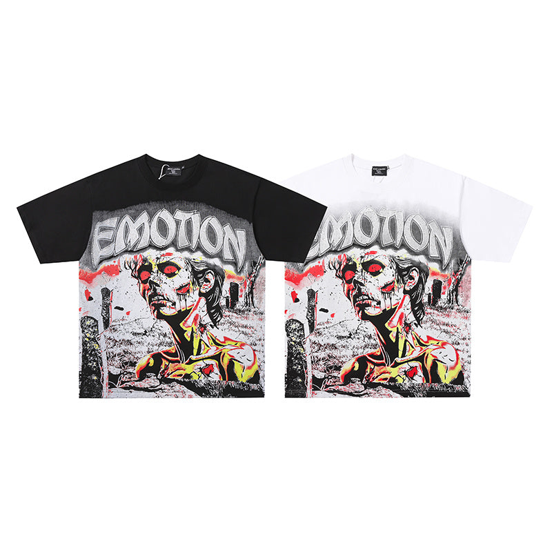 MIXED EMOTION Retro Portrait Graphic 2‑Color T‑Shirt