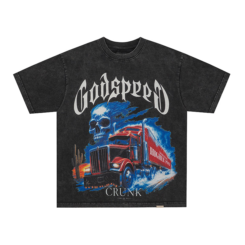 Godspeed Vintage Truck Skull Graphic T‑Shirt