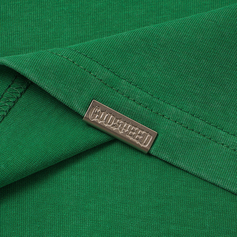 Godspeed Skull Print Green T‑Shirt