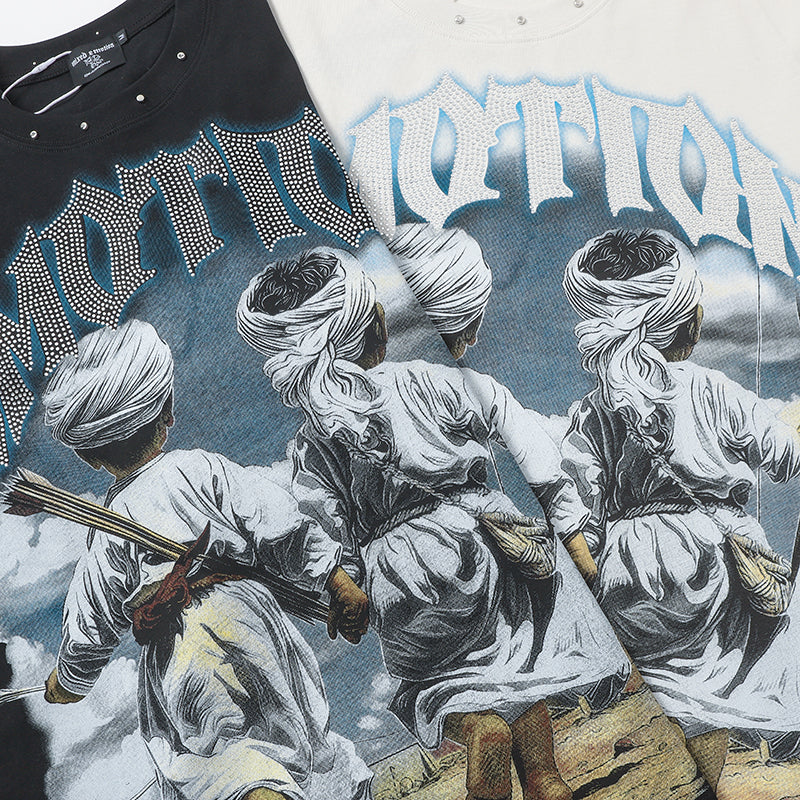 MIXED EMOTION Retro Character Graphic 2‑Color T‑Shirt
