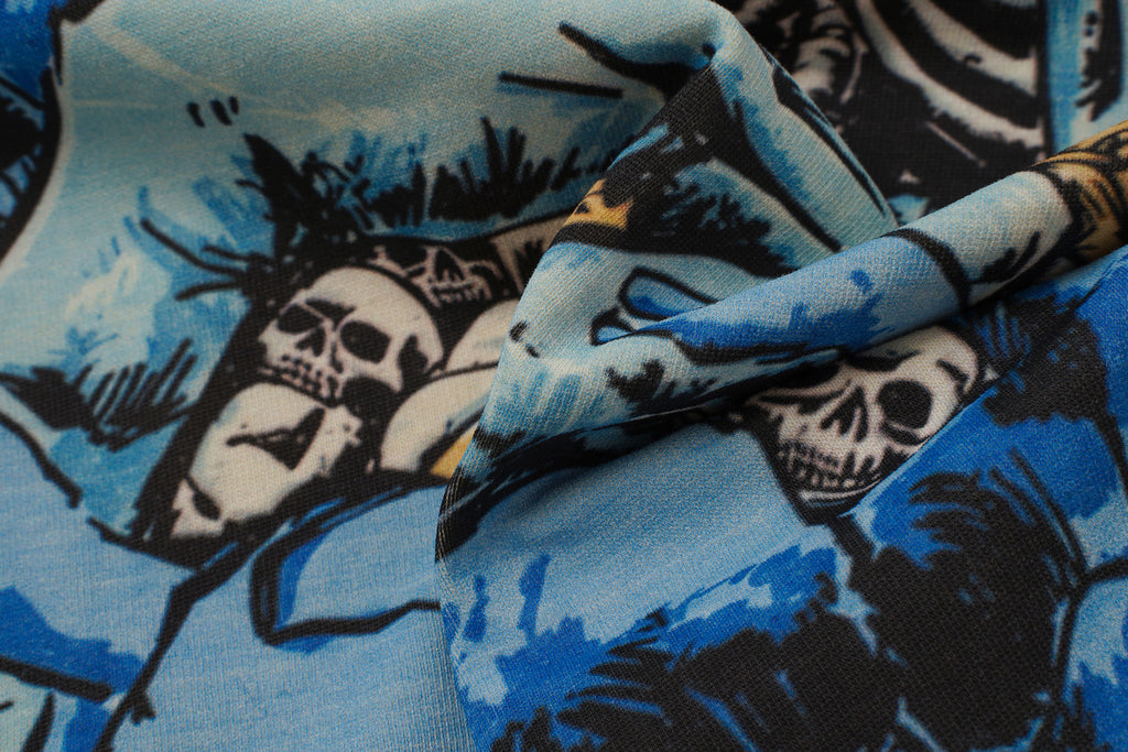 Godspeed Blue Skull Graphic Cream T‑Shirt