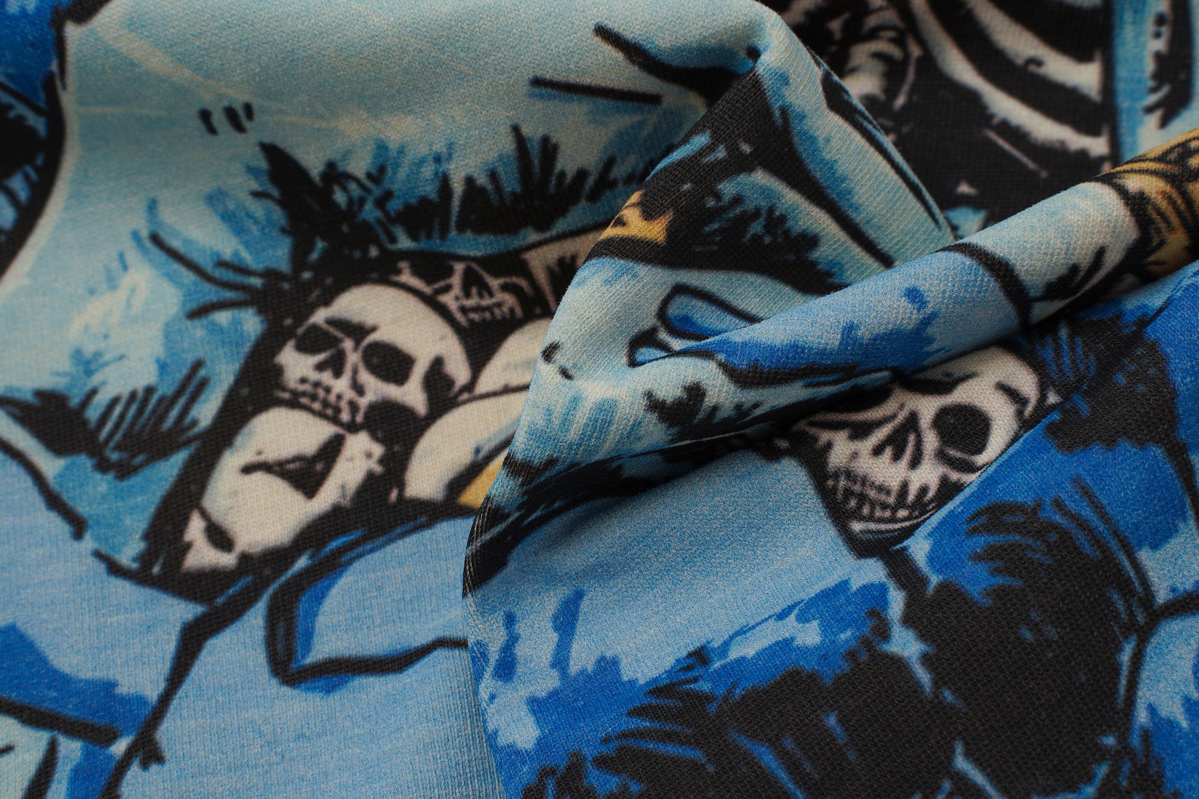 Godspeed Blue Skull Graphic Cream T‑Shirt