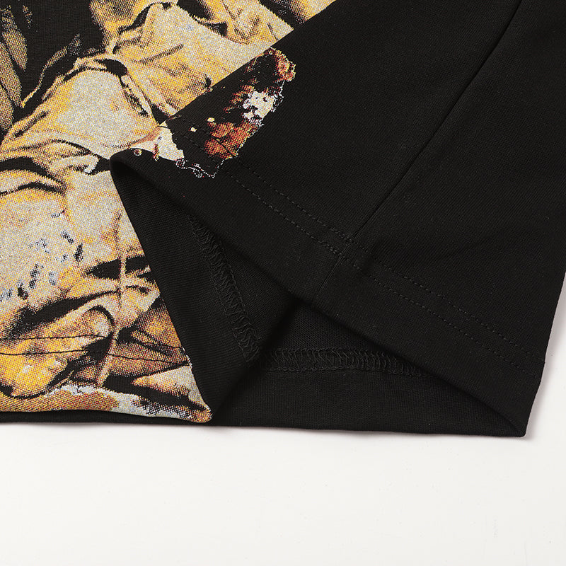 Life Hustlers Angel Portrait Graphic Black T‑Shirt