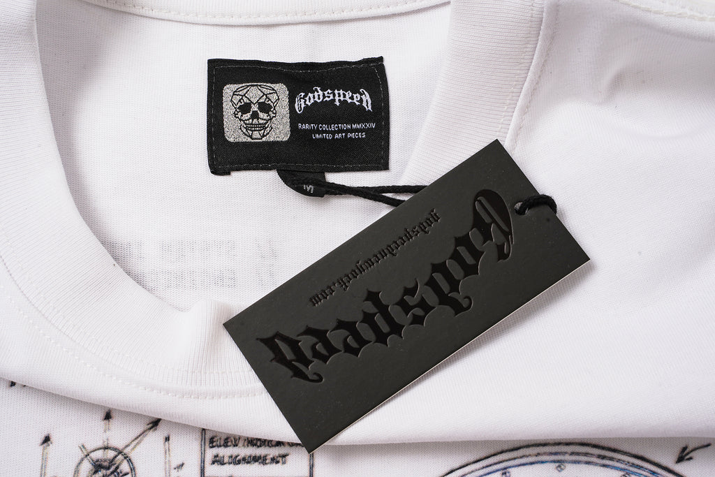 Godspeed White Vintage Sketch‑Print T‑Shirt