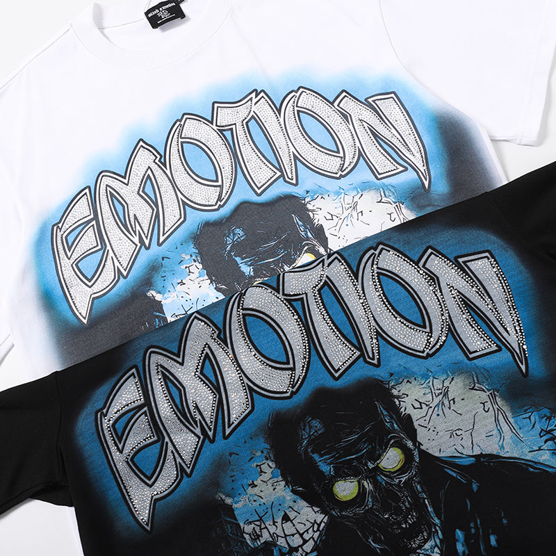 MIXED EMOTION Blue Skull Graphic 2‑Color T‑Shirt