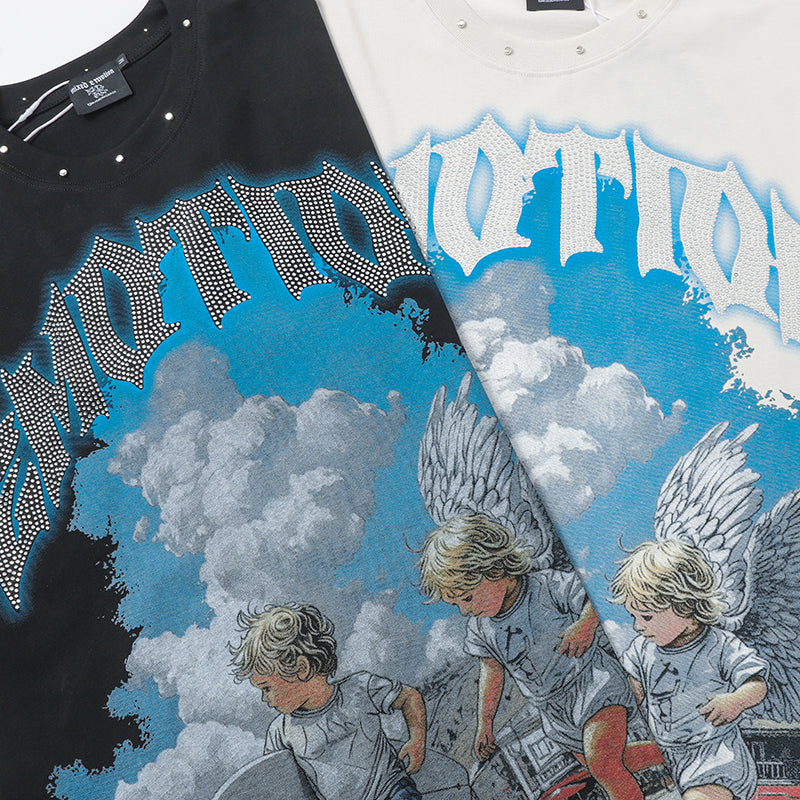 MIXED EMOTION Cloud Landscape Print 2‑Color T‑Shirt