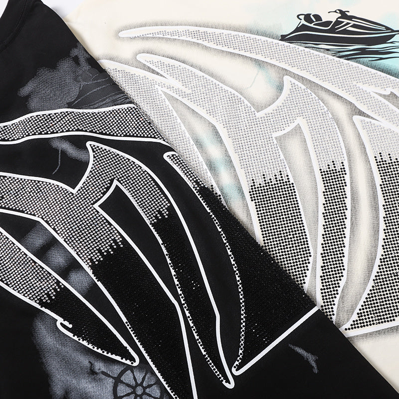 MIXED EMOTION Dolphin Ocean Graphic 2‑Color T‑Shirt