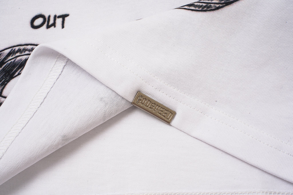 Godspeed White Vintage Sketch‑Print T‑Shirt