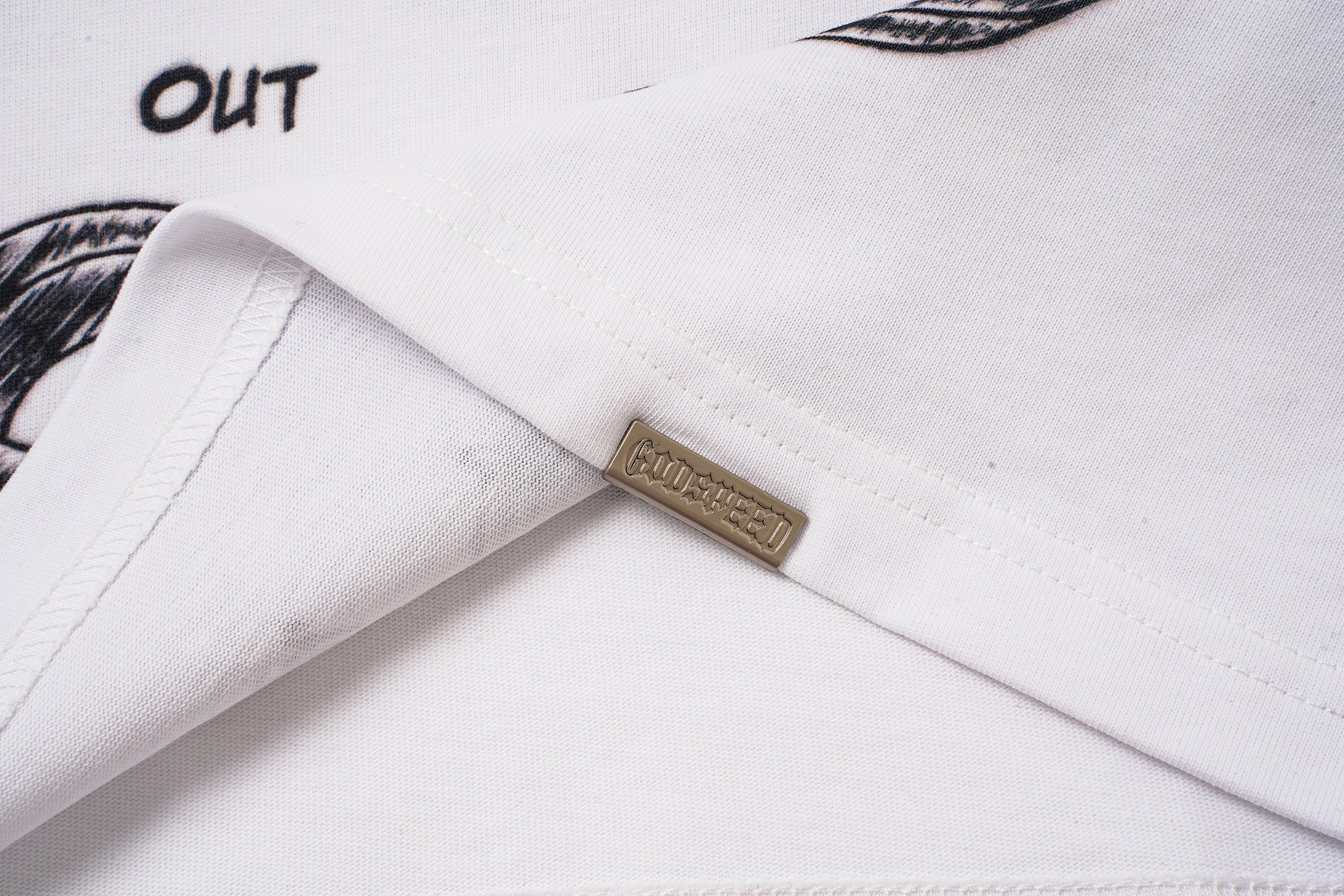 Godspeed White Vintage Sketch‑Print T‑Shirt