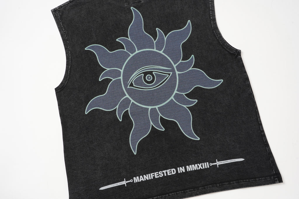 Godspeed Statue‑of‑Liberty Print Black Washed Tank Top