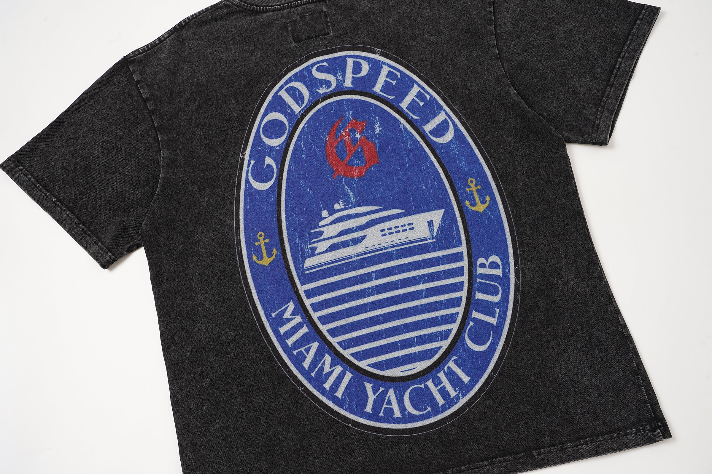 Godspeed Blue Landscape Graphic Black T‑Shirt