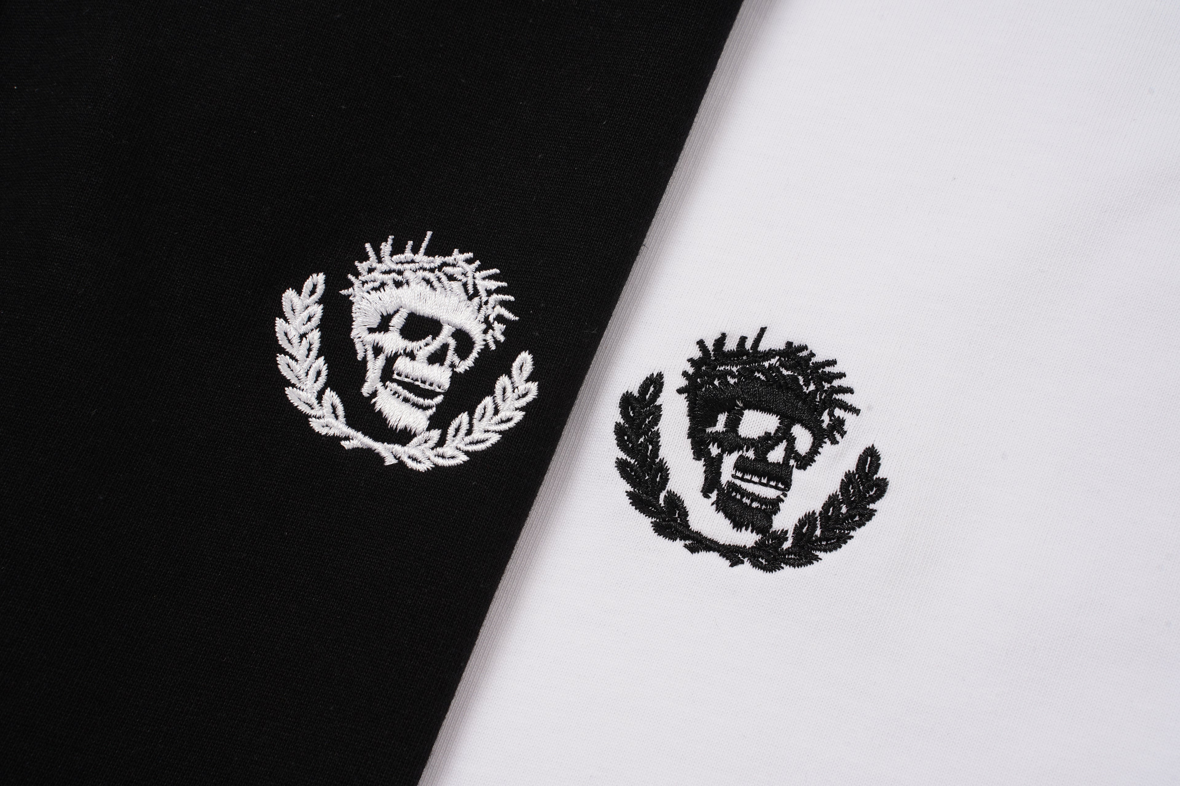 Godspeed Skull‑Laurel Two‑Tone Contrast Collar Polo Shirt