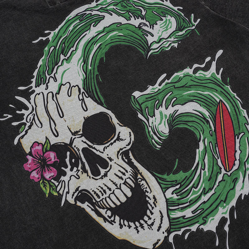 Godspeed Vintage Washed Black Snake Skull T‑Shirt