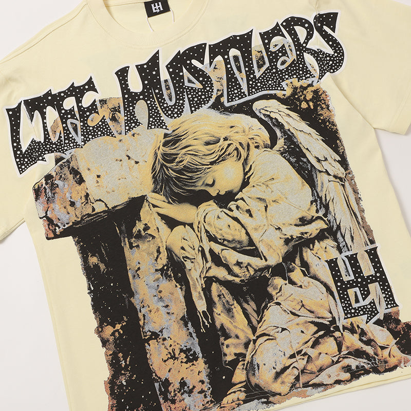 Life Hustlers Angel Portrait Graphic Cream T‑Shirt