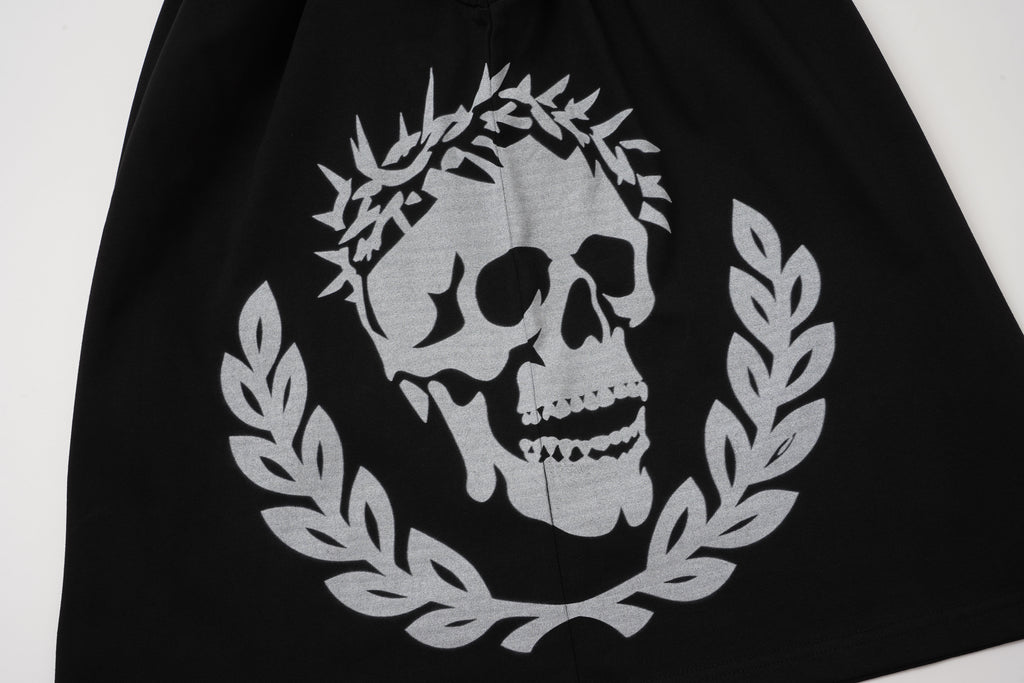 Godspeed Skull‑Laurel Contrast Collar Polo Shirt