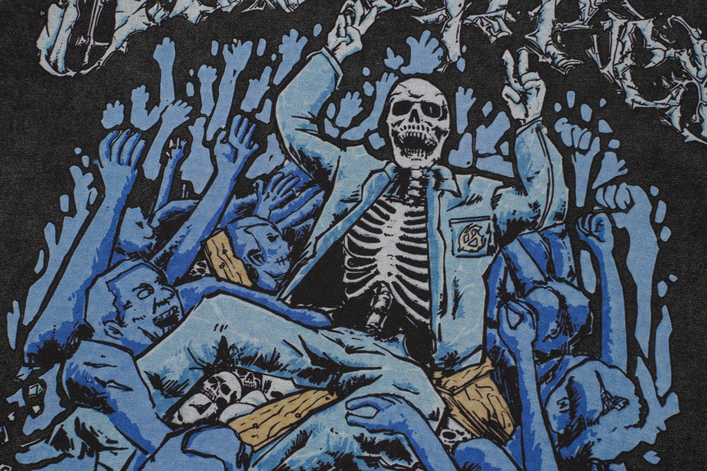 Godspeed Blue Skull Graphic Black T‑Shirt