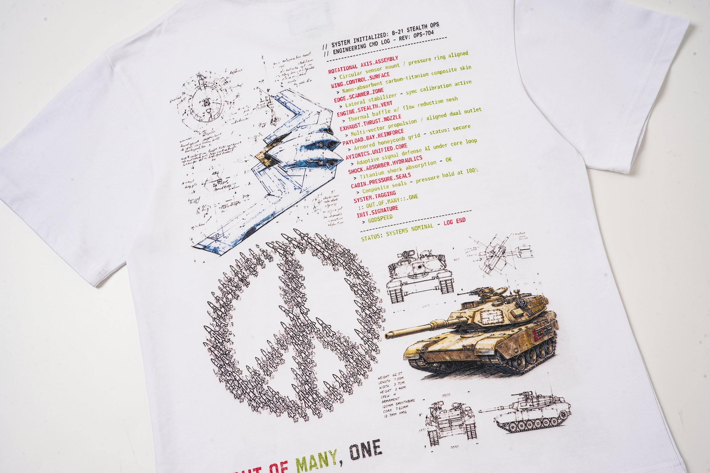 Godspeed White Vintage Sketch‑Print T‑Shirt