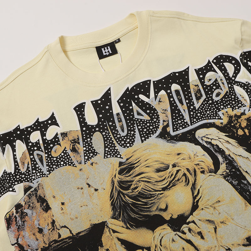Life Hustlers Angel Portrait Graphic Cream T‑Shirt