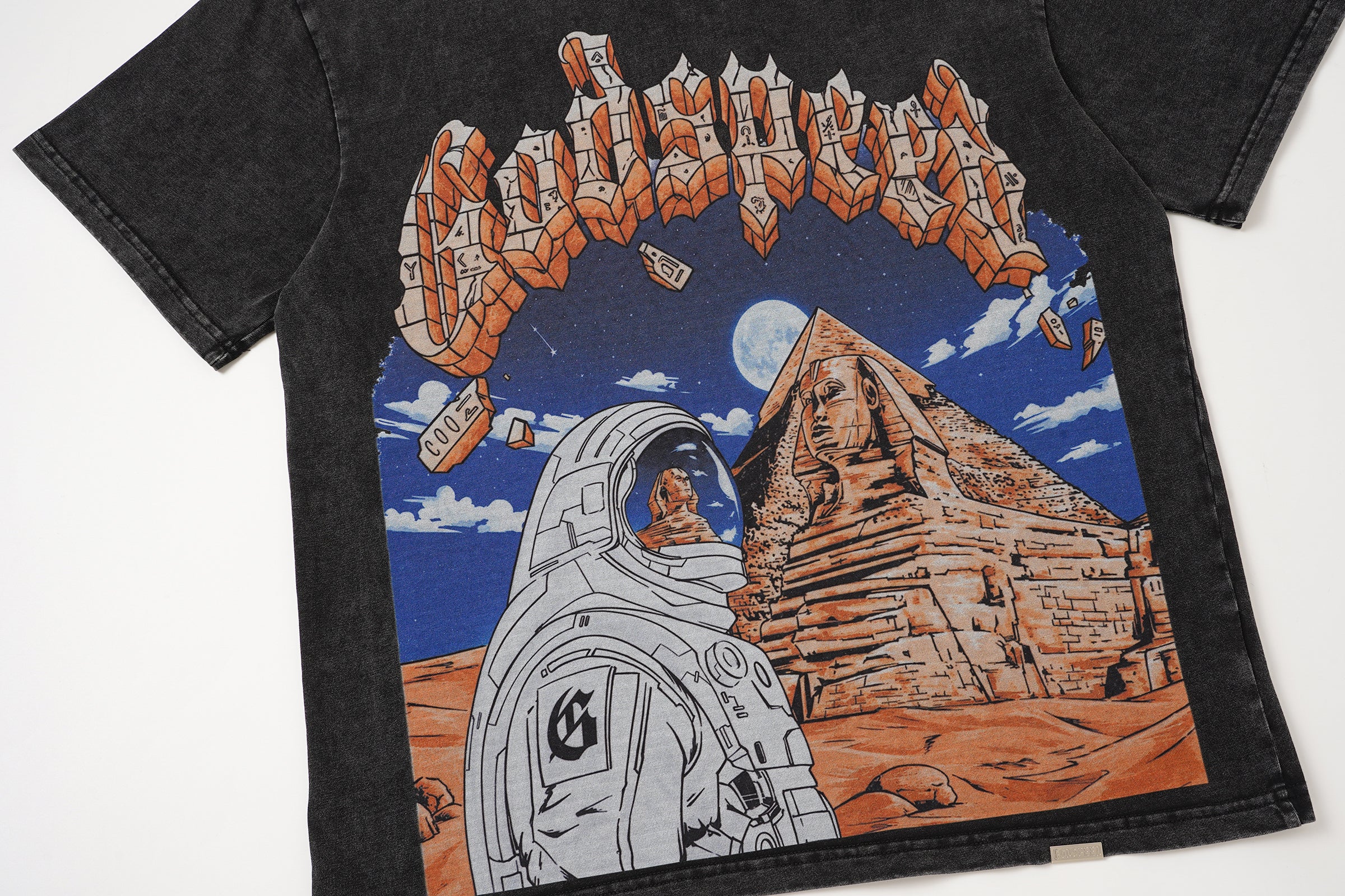 Godspeed Mountain Landscape Graphic Vintage‑Wash T‑Shirt