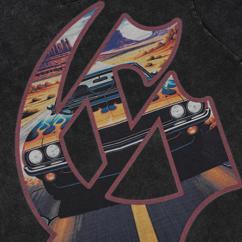 Godspeed Retro Car Scenery Graphic T‑Shirt